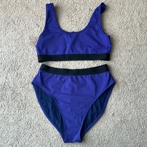 Beth Richards Kim Purple Black High Waisted Bikini Top and Bottoms Swim Suit Set